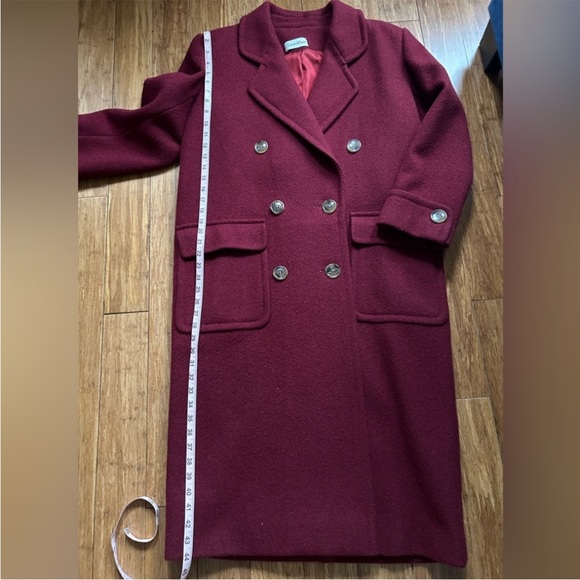 Calvin Klein Vintage Maroon Wool Double-breasted Coat 12. - Picture 6 of 11